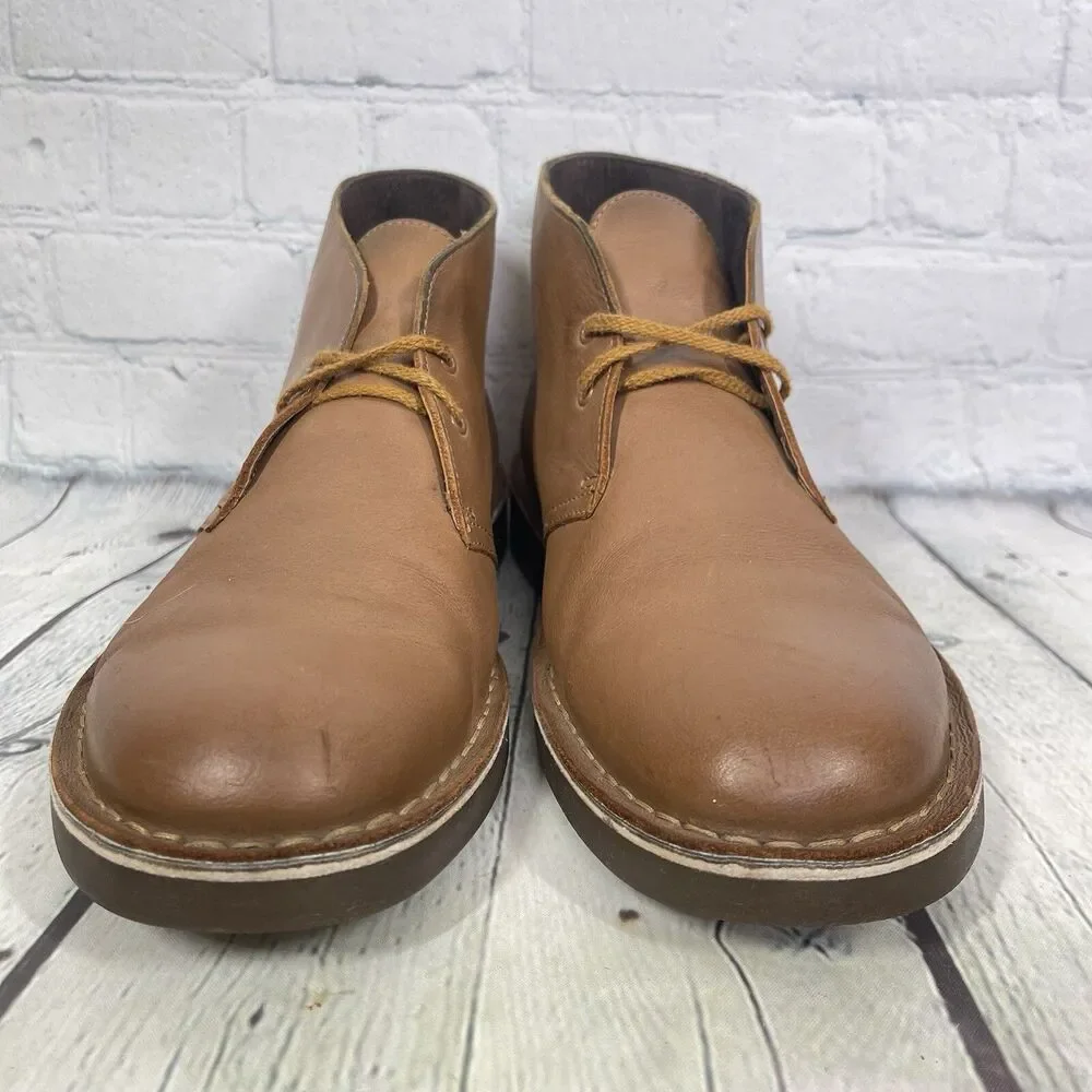 Clarks Bushacre Chukka Boots Women Size 10.5 Brown Lace Tan Leather Preppy Shoes